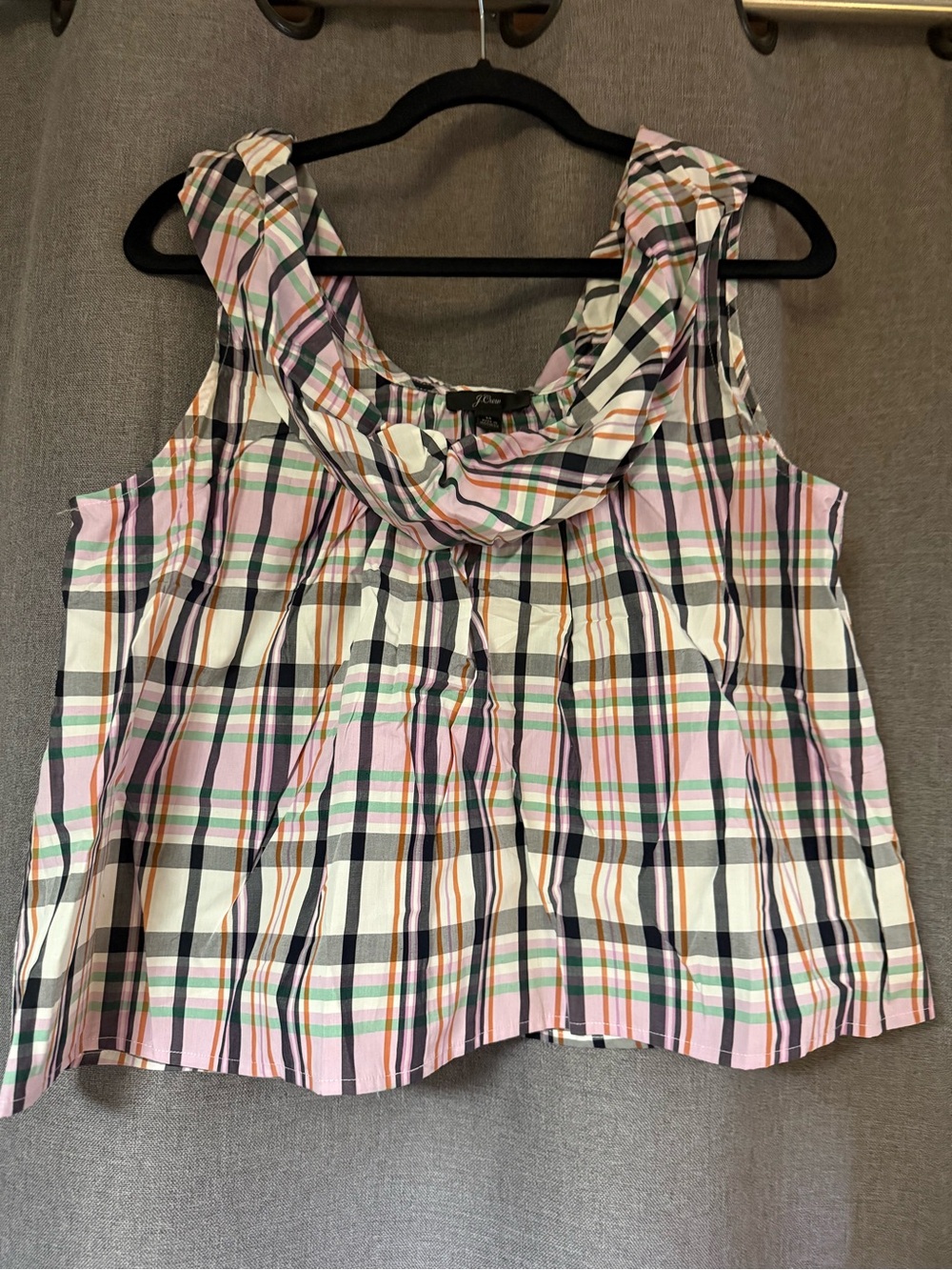 J. Crew Pink Multi Plaid Sleeveless Cowl Neck Camisole